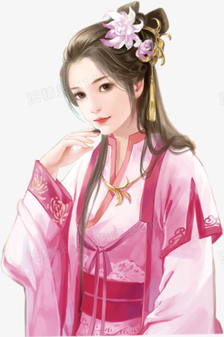 粉红色衣服手绘美女