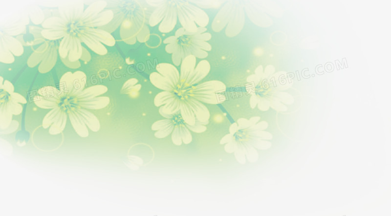 绿色花朵半透明背景装饰