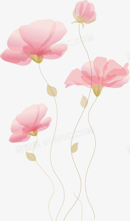 创意手绘扁平粉红色的花朵