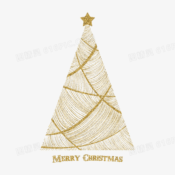 金色线条创意圣诞树