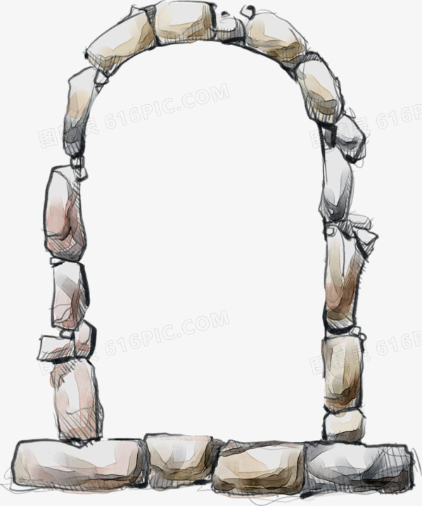 石拱门素描图片