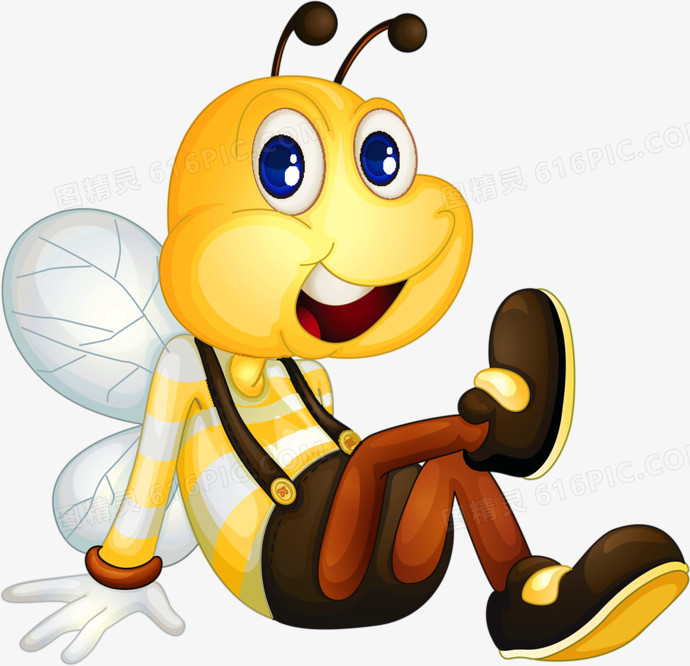 跷二郎腿的卡通小蜜蜂