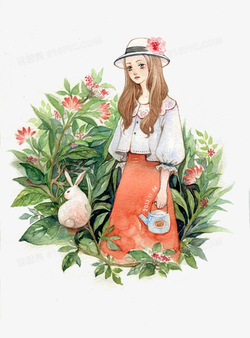 小清新少女手绘插画