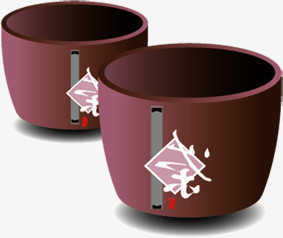 紫色茶杯素材印章