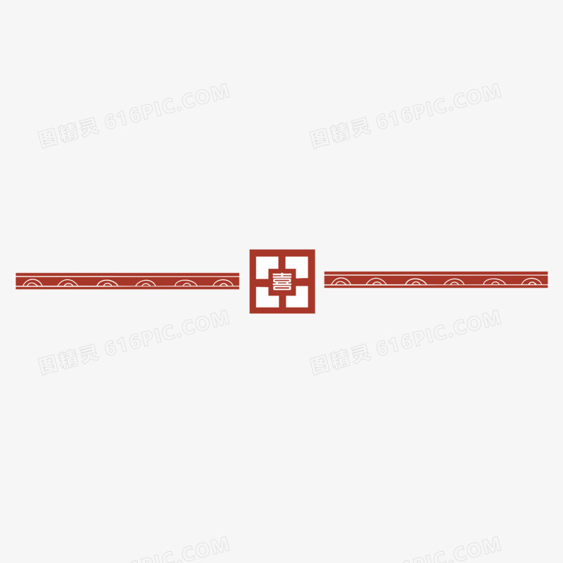 红色中式线条分割线装饰素材