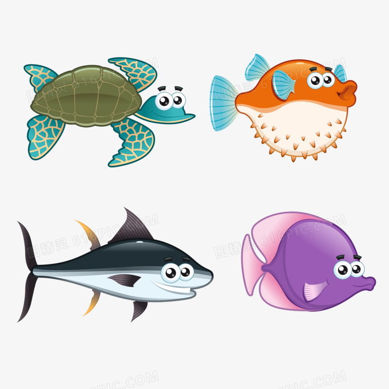 卡通海底动物鱼