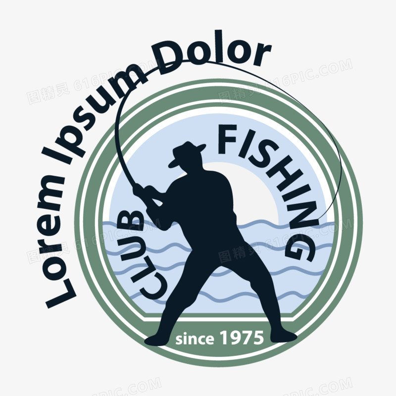 钓鱼协会徽章logo矢量图