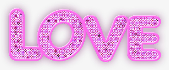 紫色卡通浪漫爱情字母