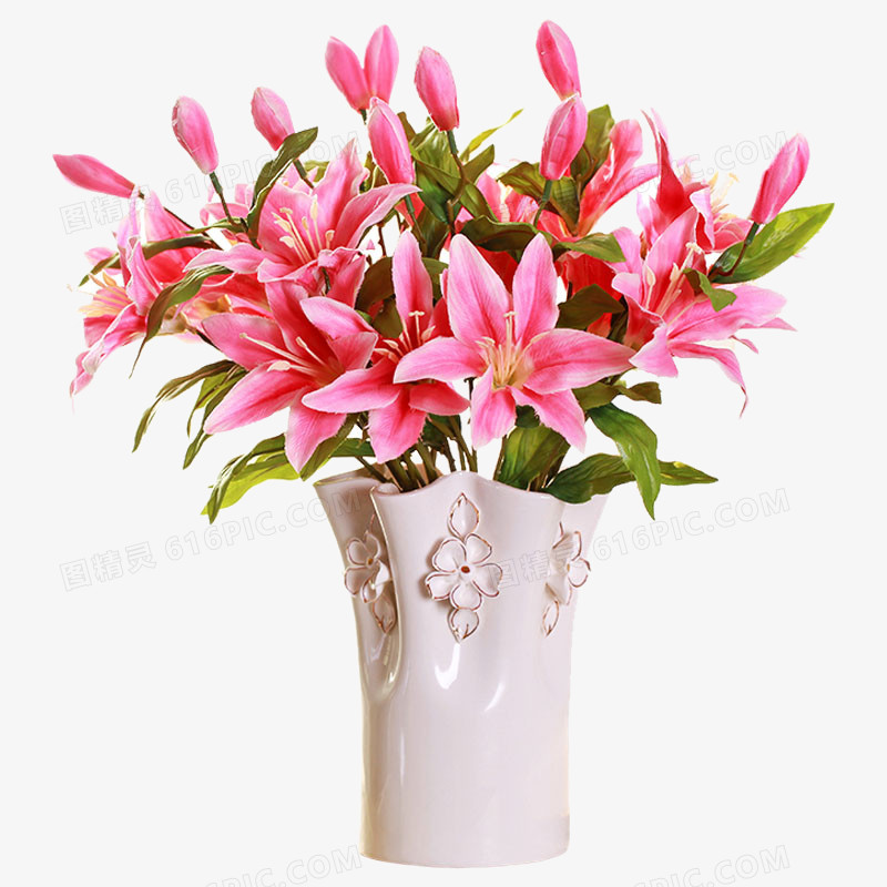 花瓶里的粉色百合花图片免费下载 Png素材 编号vwxipp58g 图精灵