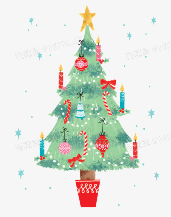 卡通圣诞树盆栽蜡烛糖果装饰