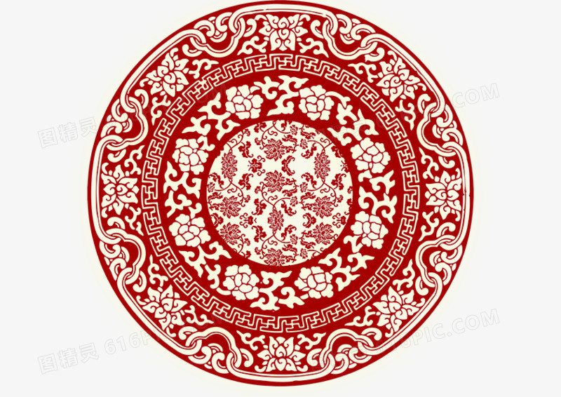 红色圆盘剪纸背景图案