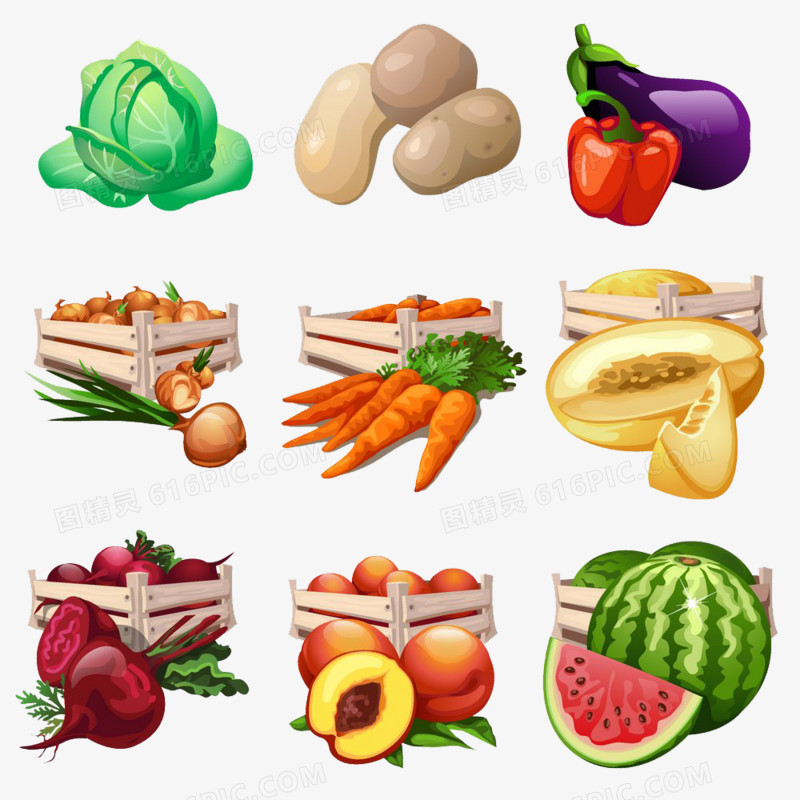 卡通水果蔬菜插画
