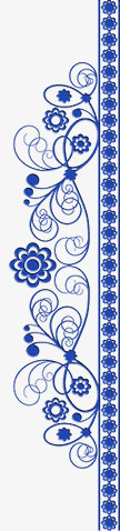 蓝色花纹边框装饰