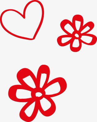 红色创意手绘花朵爱心