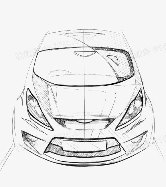 未来汽车素描画图片