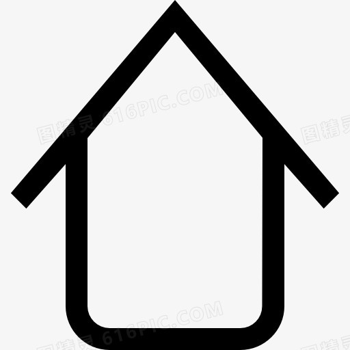 具有房屋形状轮廓符号的上箭头图标