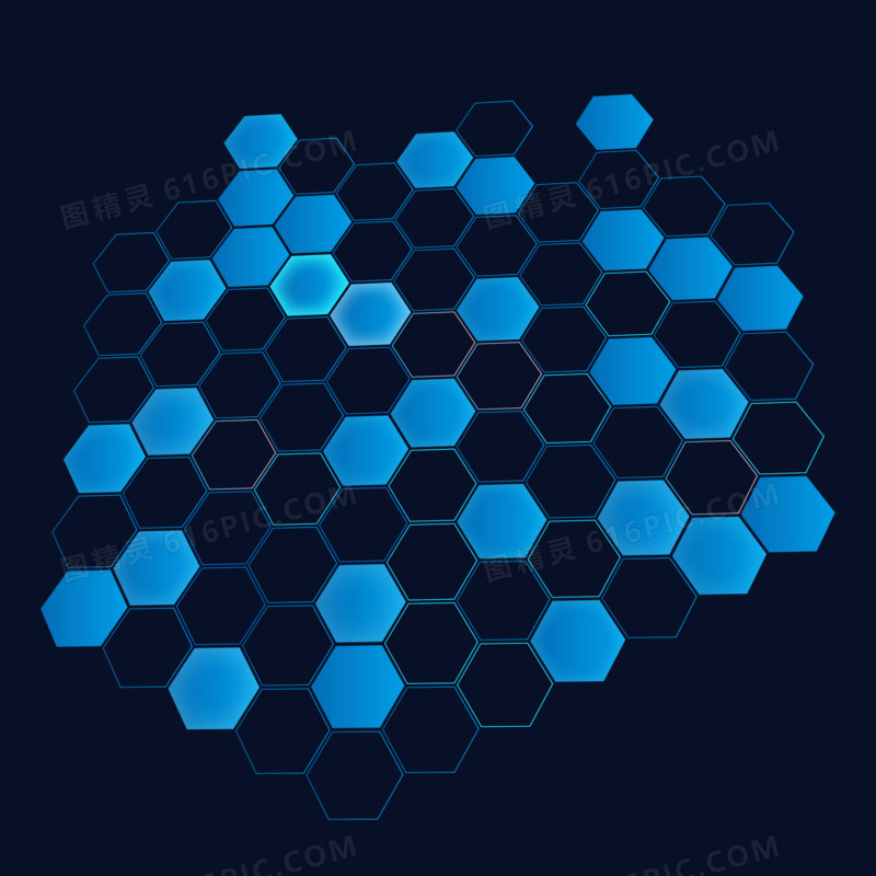 科技藍色矢量蜂窩免摳效果素材