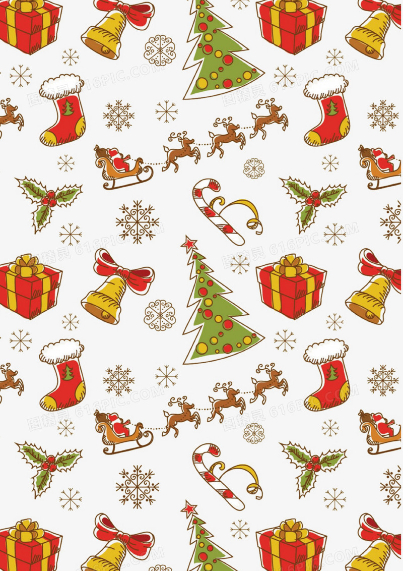 麋鹿圣诞树铃铛礼物盒袜子