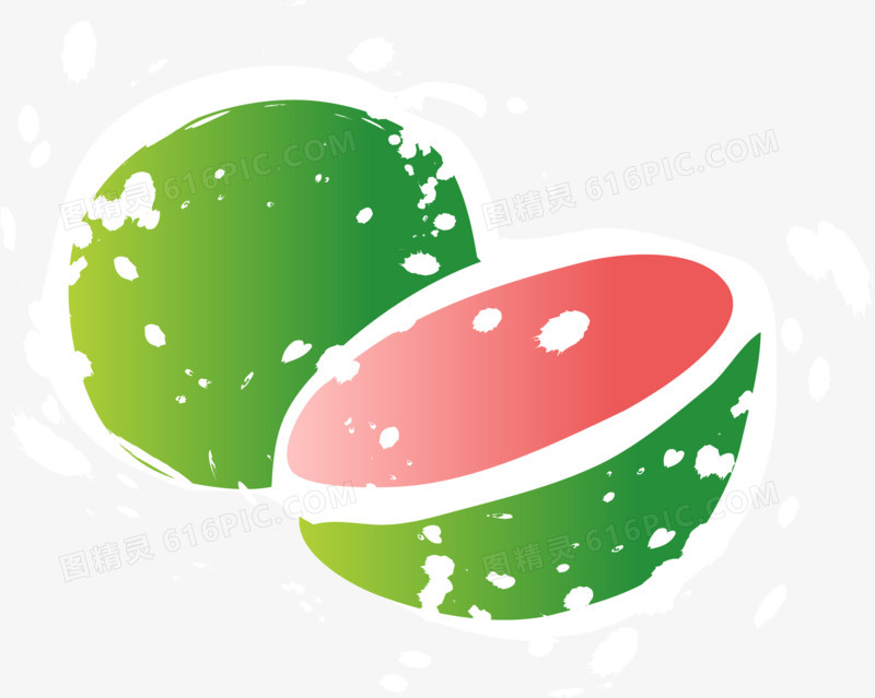 绿色手绘西瓜水果