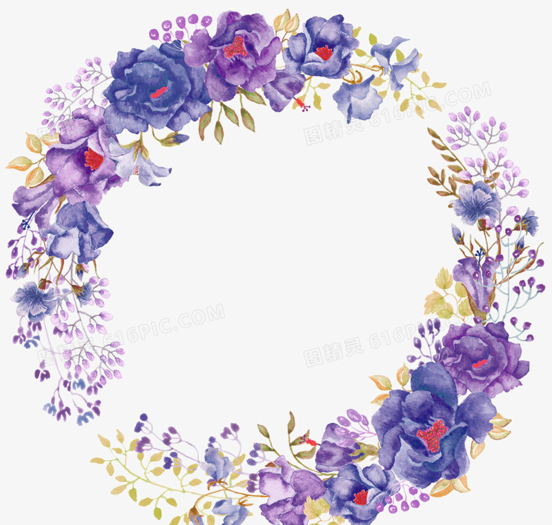 唯美紫色手绘花朵