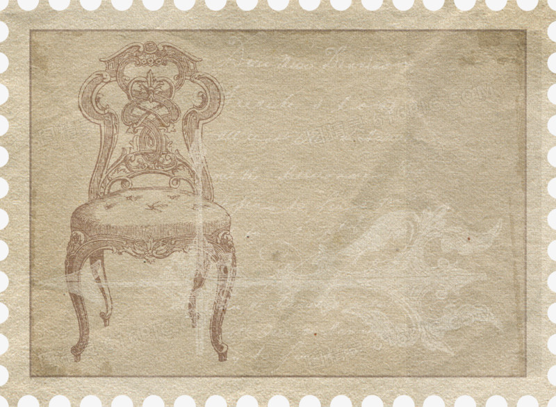 复古印有凳子的邮票