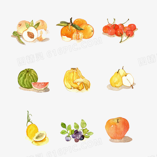 各种水果合集手绘画素材图片