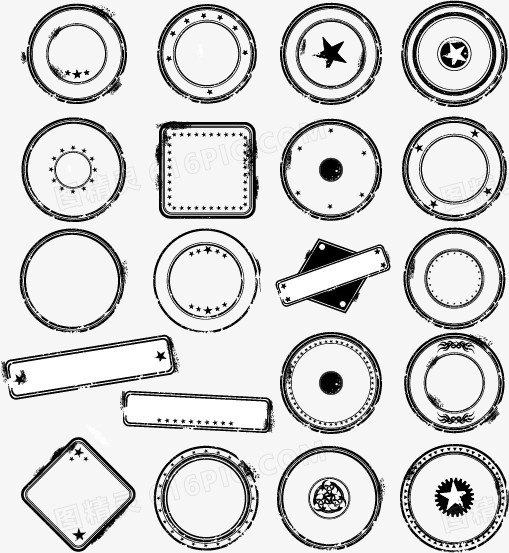 矢量黑色线框复古印章印戳素材