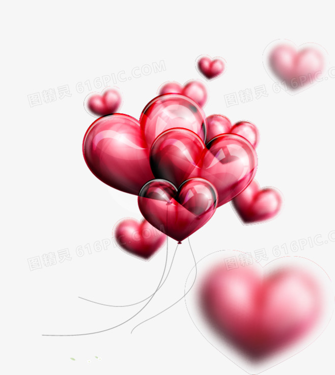 红色透明爱心气球创意