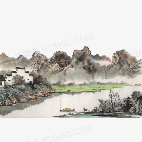 漓江山水水墨画