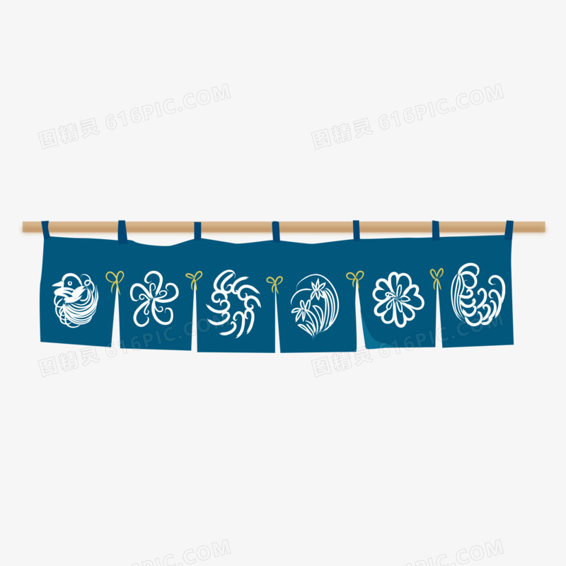 手绘日式印花花式挂帘素材