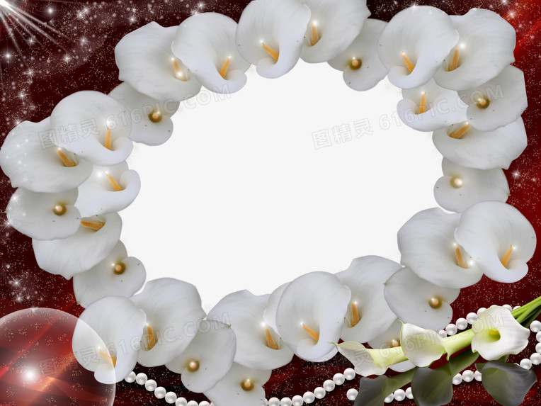 白色花装饰的边框