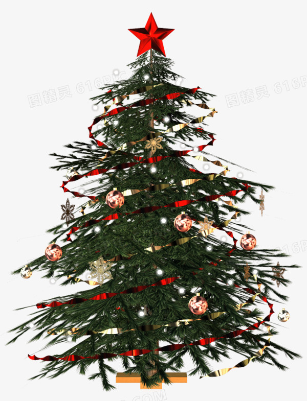 圣诞树红色五角星素材