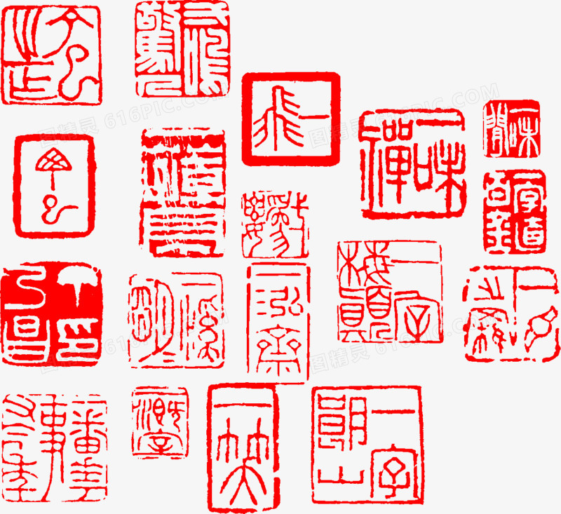 中国风红色方块印章