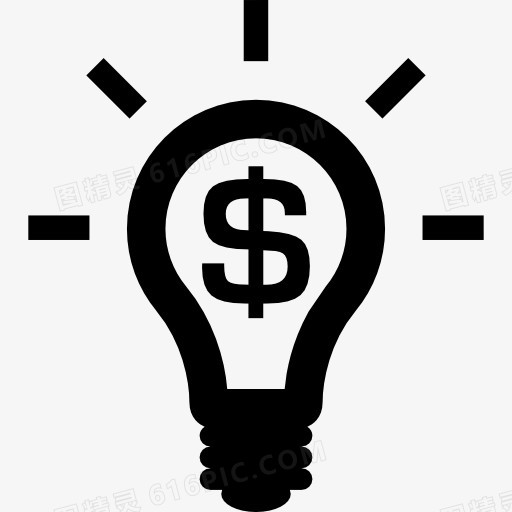 灯泡与美元符号象征的商业思想图标