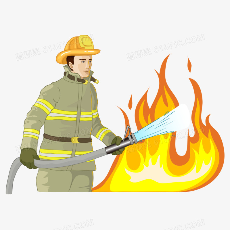 灭火的卡通消防员