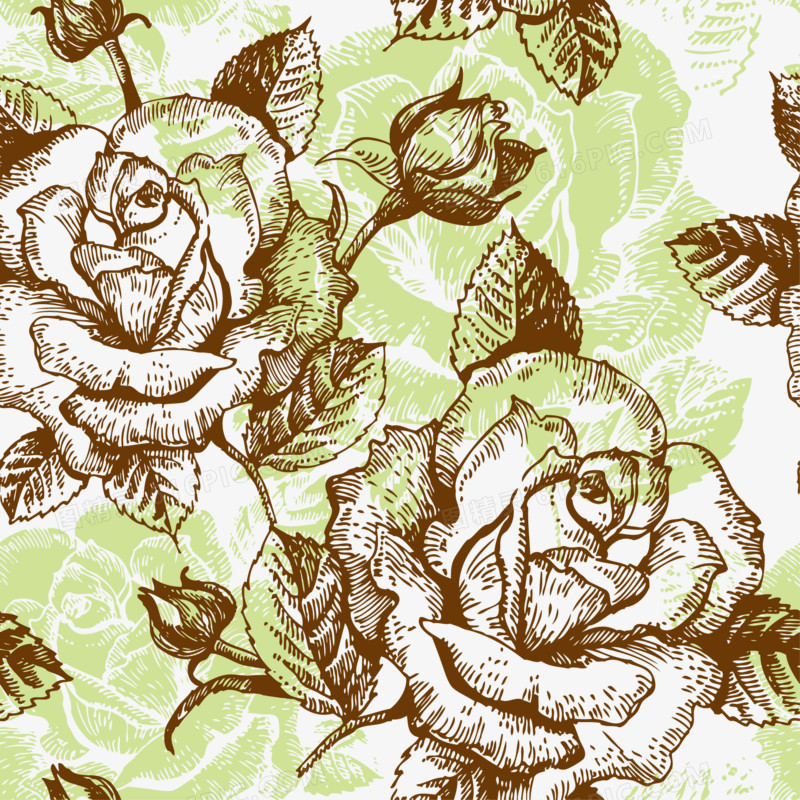玫瑰花底纹背景—矢量素材