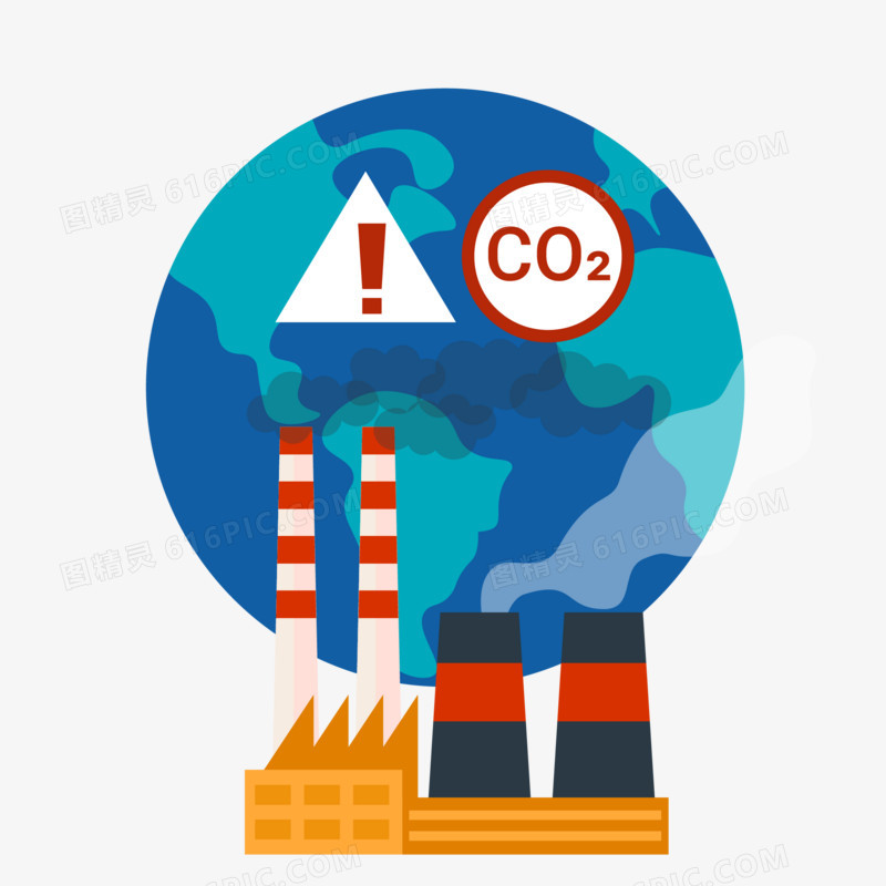 手绘二氧化碳排放碳排放免抠素材