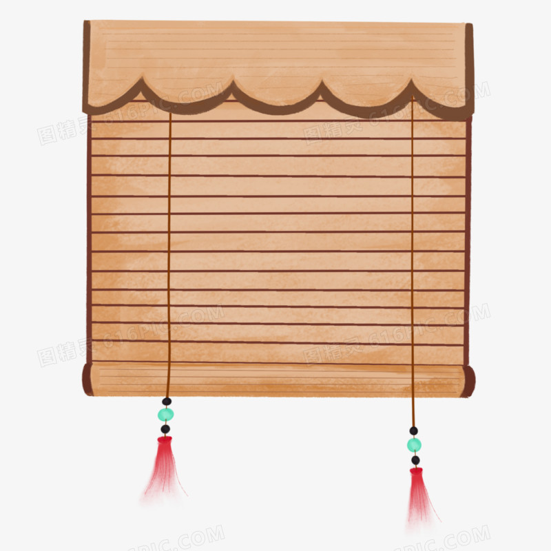 手绘中式传统装饰手绘竹帘元素