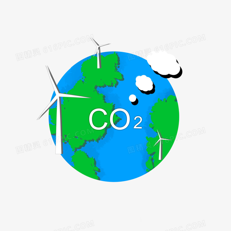 手绘碳和二氧化碳排放元素