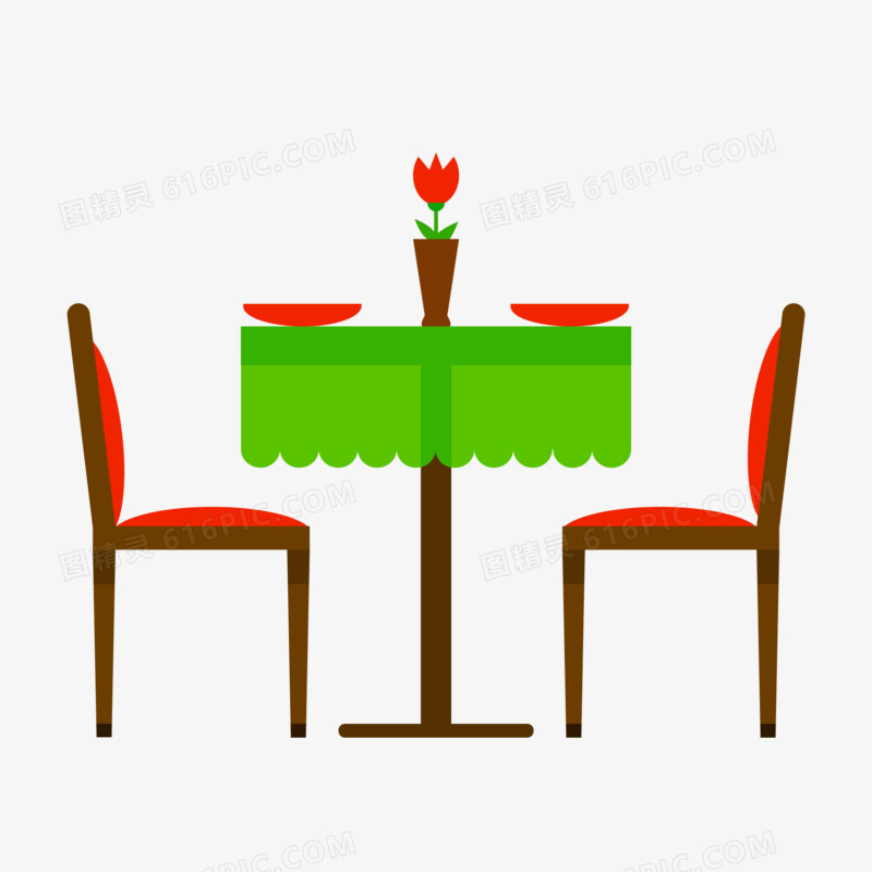 手绘家具餐桌餐椅免抠素材