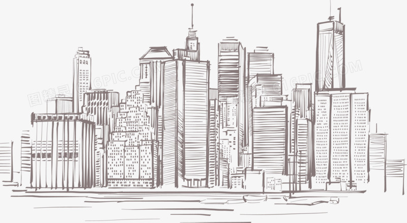 手绘曼哈顿城市建筑