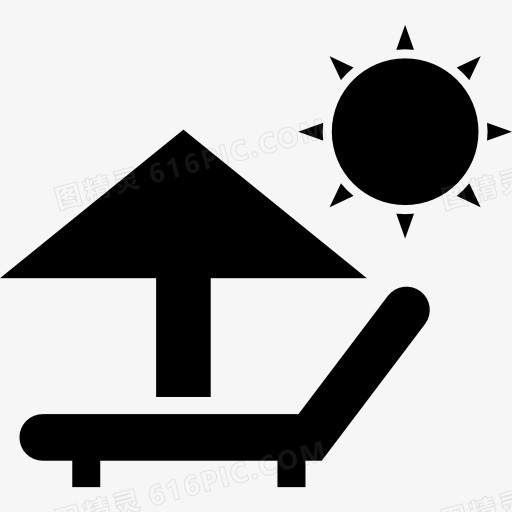 阳伞和躺椅在夏日的阳光图标