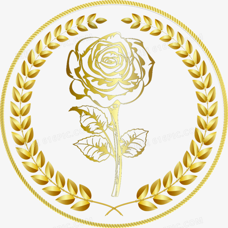 金色玫瑰花麦穗logo