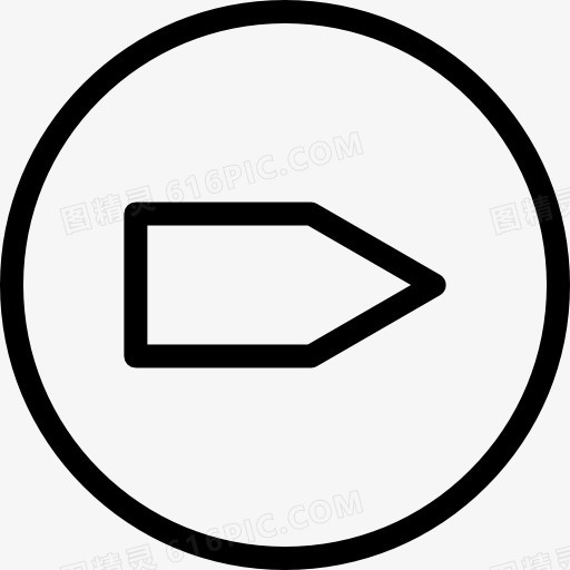 右箭头的圆形按钮的轮廓图标