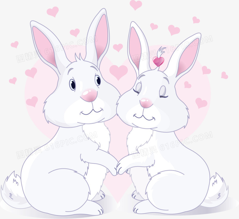 卡通情侣兔子爱情素材