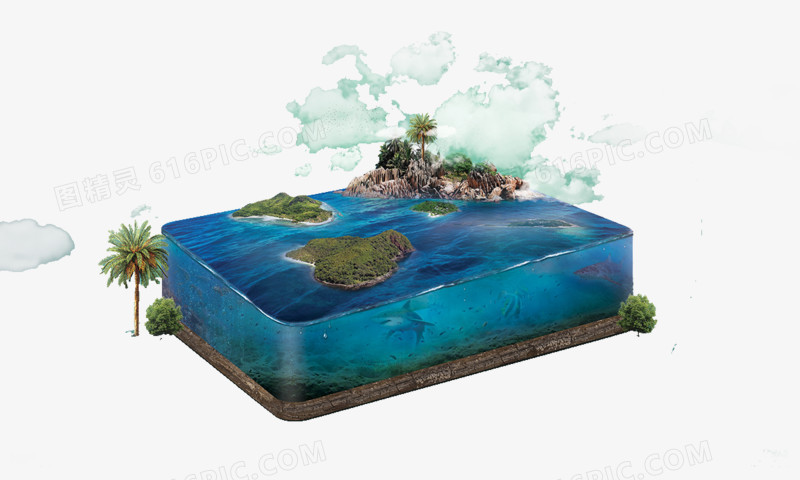 方形水块和岛屿素材