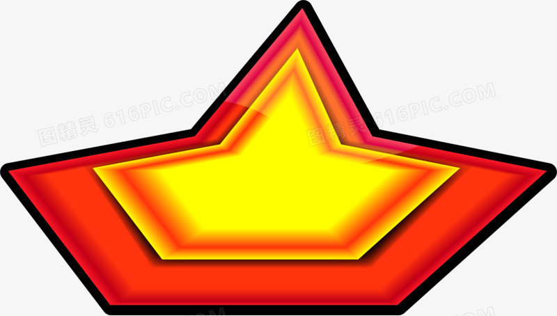 卡通红黄半边五角星装饰