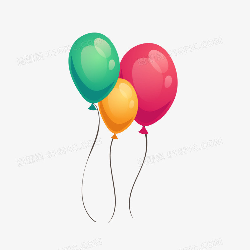 手绘节气庆祝装饰彩色气球免抠素材