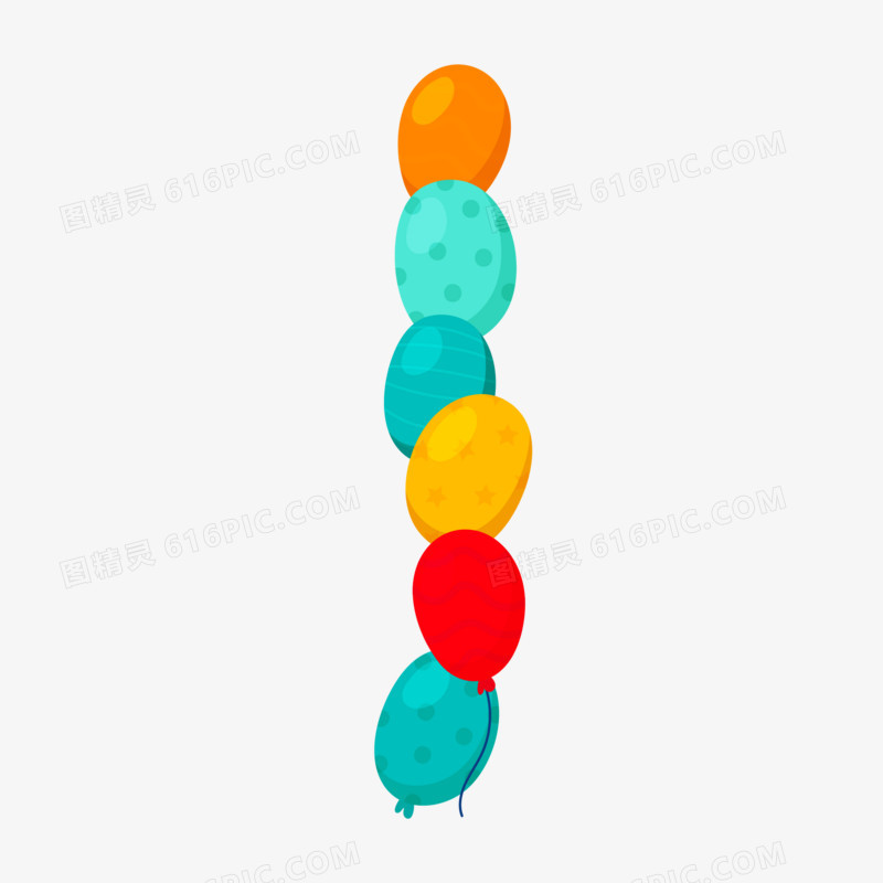 手绘卡通节日装饰彩色气球素材