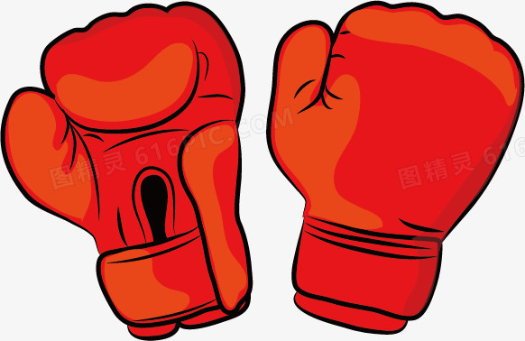 红色手绘拳击手套